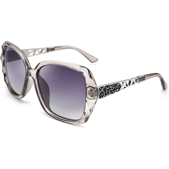 FEISEDY Polarized Women Square Sunglasses Sparkling Composite Shiny Frame B2289 - Picture 1 of 9